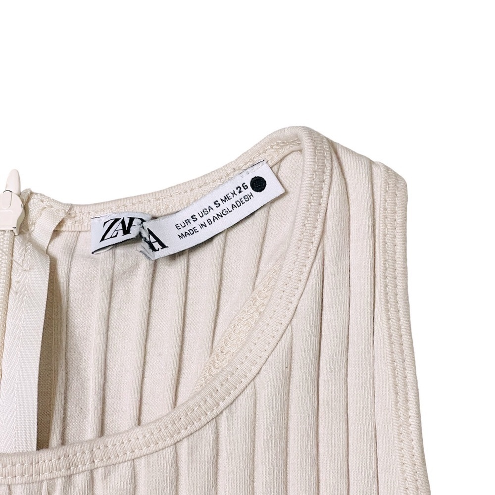 Zara Ribbed Racer Back Bodysuit Tan Rare Size S - Picture 4 of 6
